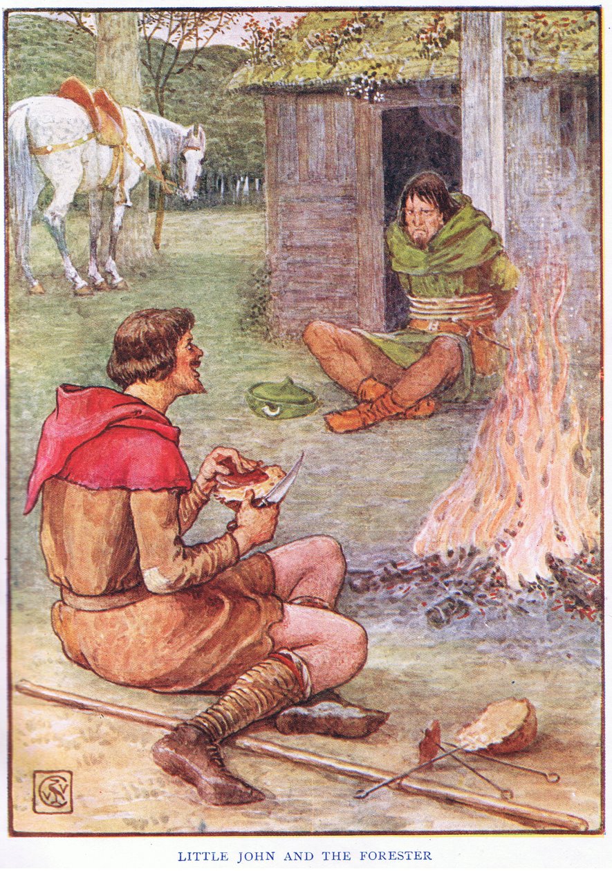 Little John und der Förster, ca. 1920 von Walter Crane
