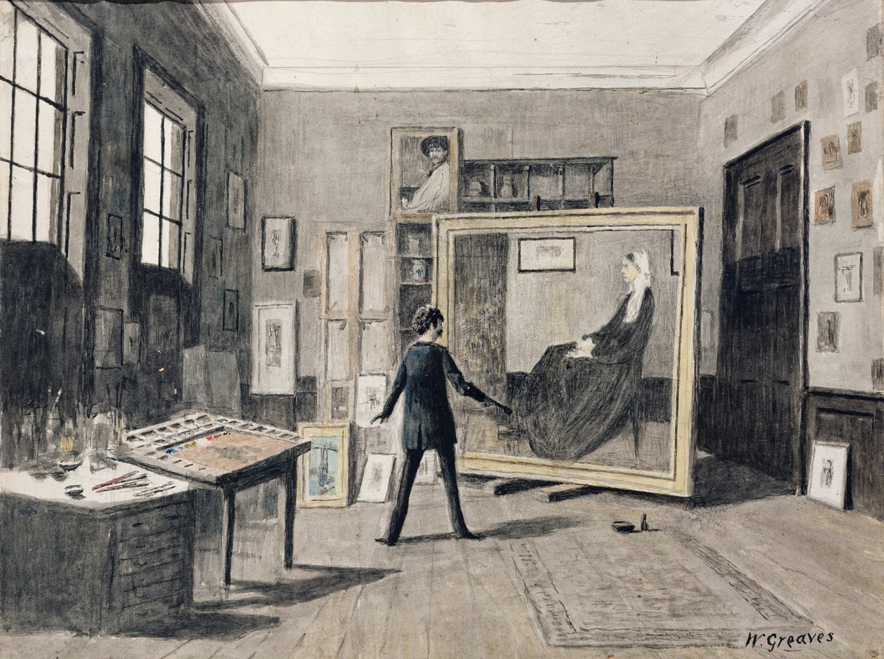 Whistler malt in seinem Atelier von Walter Greaves