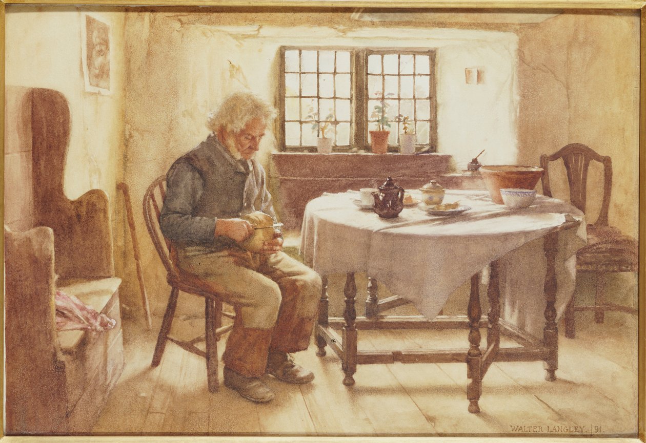 Eine Mahlzeit eines armen Mannes, 1891 von Walter Langley