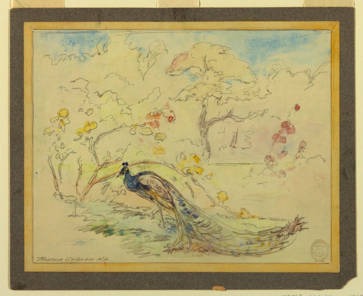 Pfau in einem Garten von Walter Shirlaw