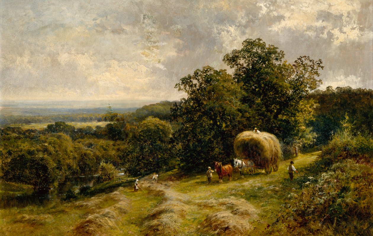 Heuwagen bei Brockham, Surrey von Walter Wallor Caffyn