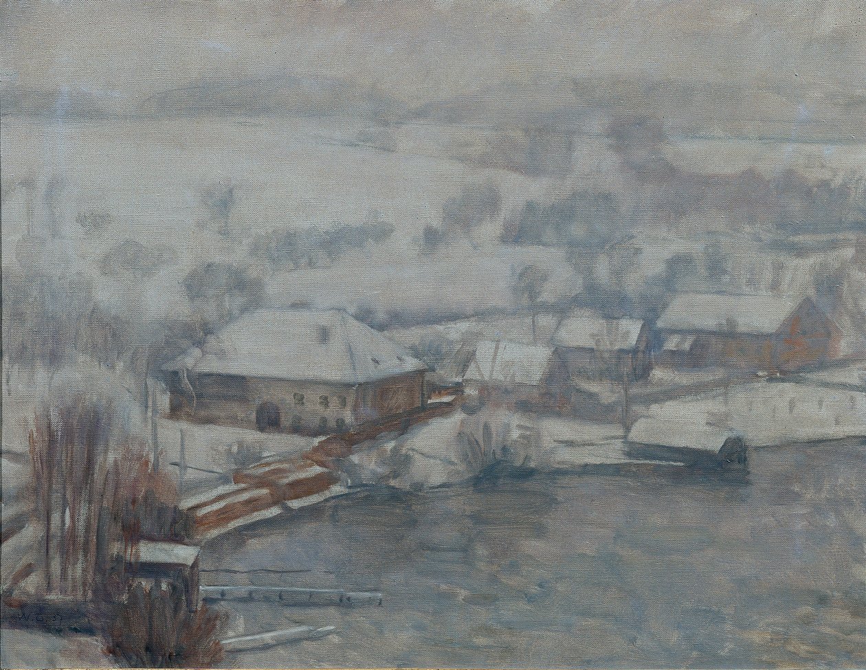 Winterlandschaft am Attersee von Walther Gamerith