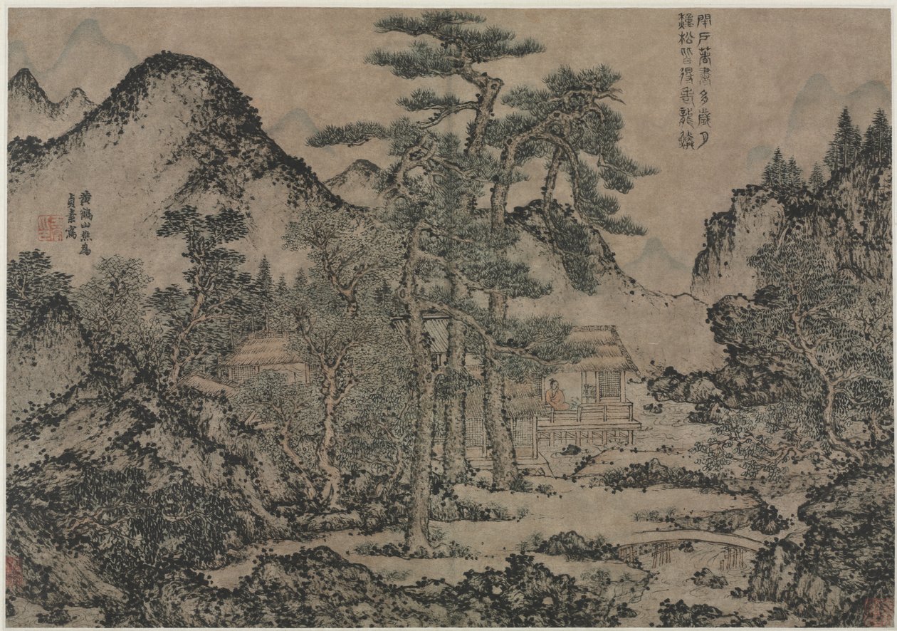 Schreiben von Büchern unter den Kiefern, 1279-1368 von Wang Meng