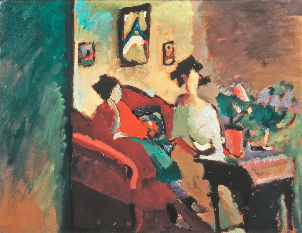 Interieur (Mit Gabriele Münter und Marianne von Werefkin) von Wassily Kandinsky