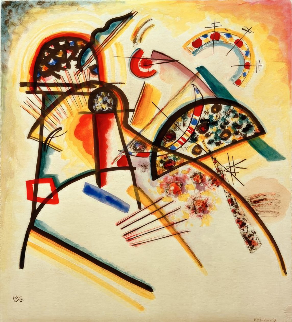 Komposition (vorherrschend rot, gelb, schwarz) von Wassily Kandinsky