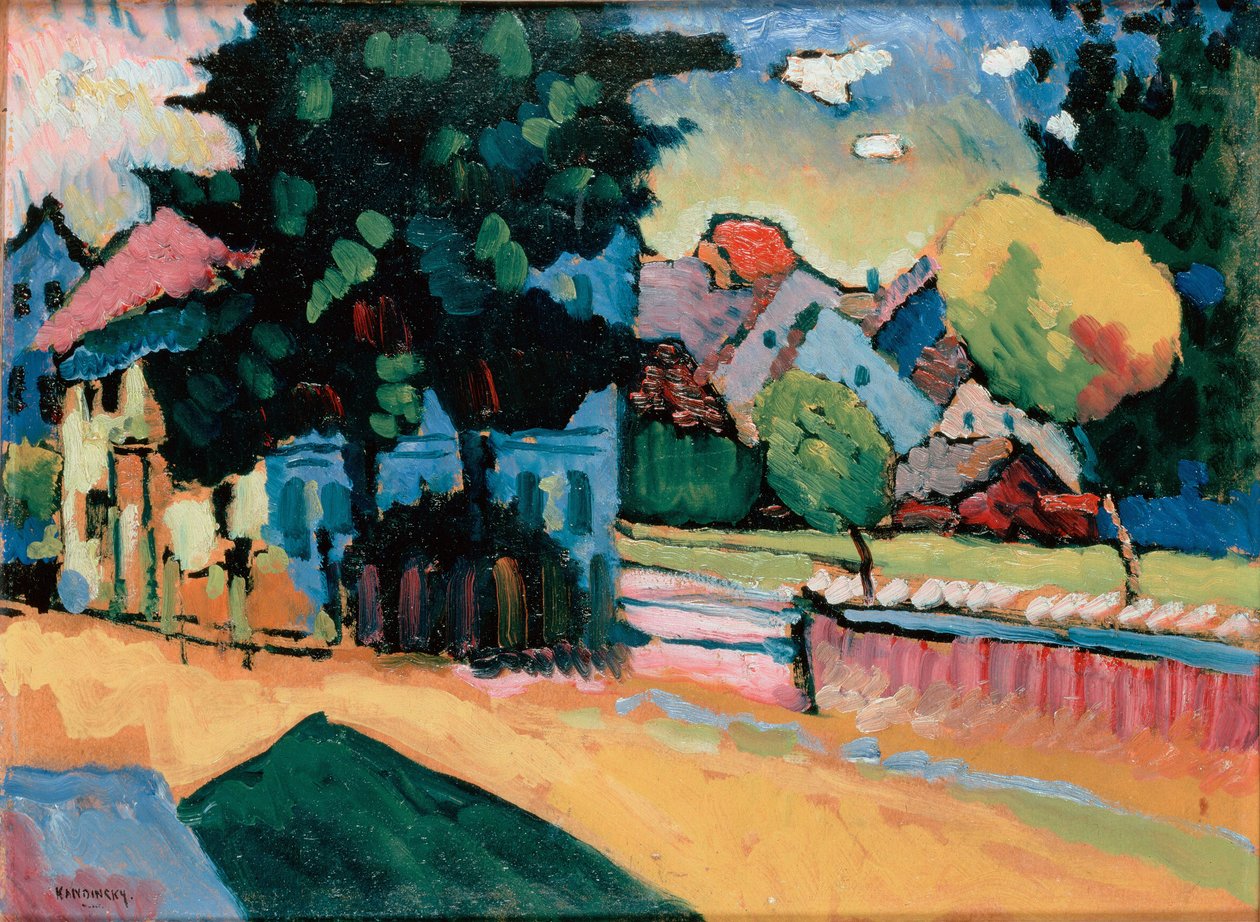 Landschaft mit einem grünen Haus von Wassily Kandinsky