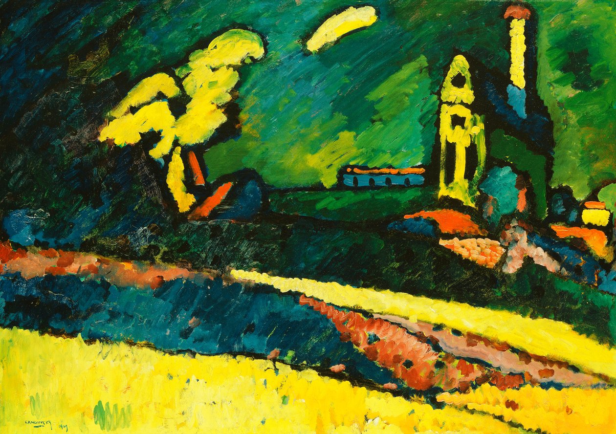 Murnau - Landschaft mit Kirche I von Wassily Kandinsky