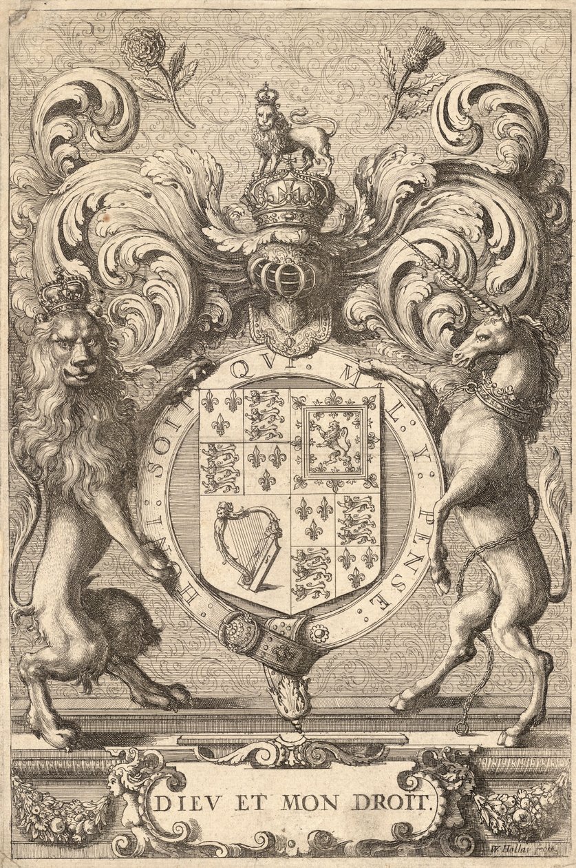 Englische Königswappen (1660 – 1689). Zustand 2 von Wenceslaus Hollar