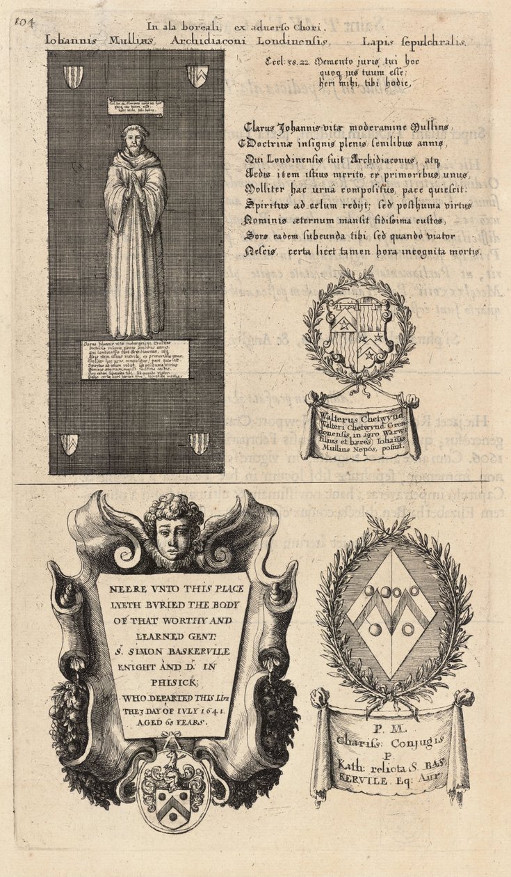Mullins und Baskerville (Denkmal). Zustand 2 von Wenceslaus Hollar