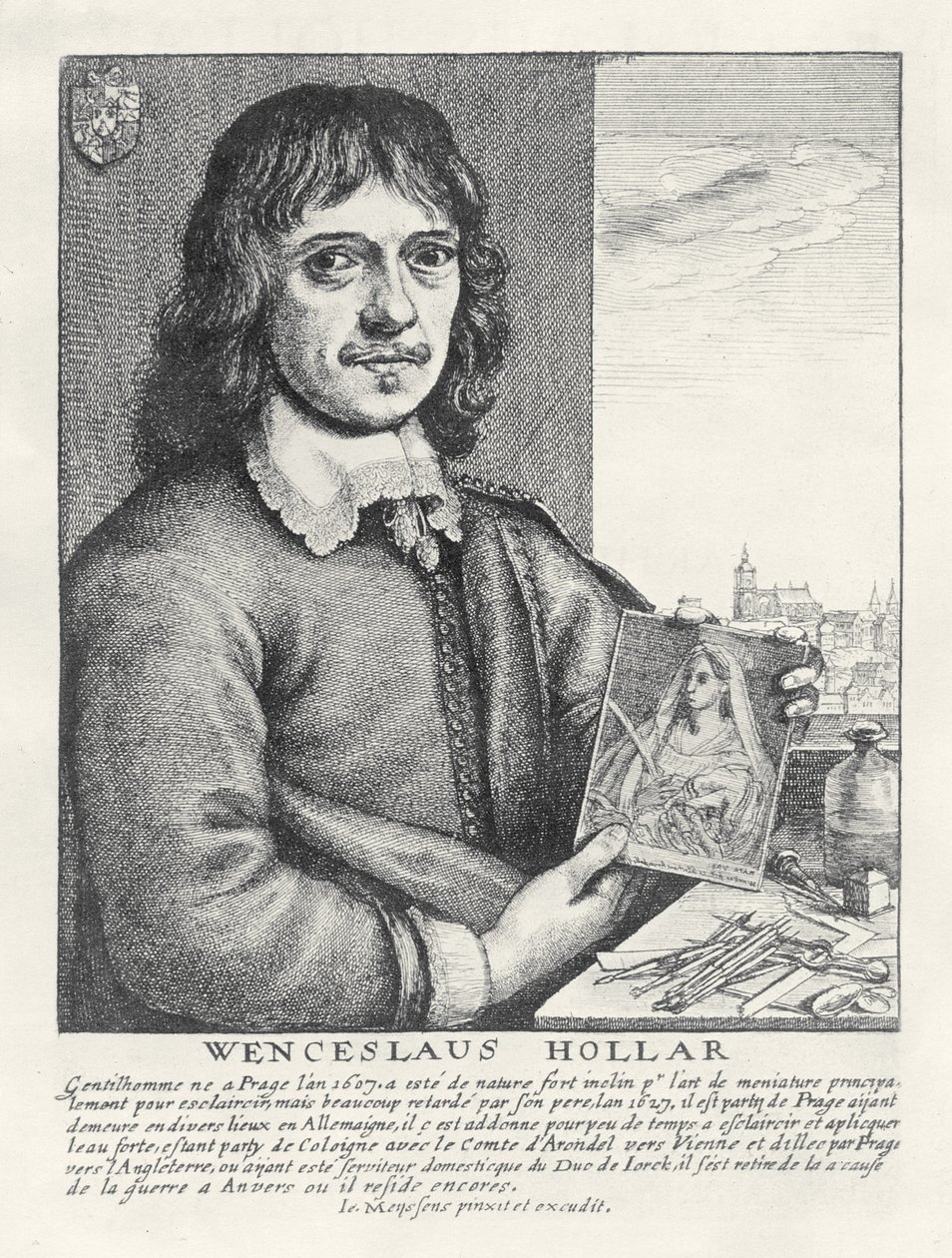 Selbstporträt, ca. 1649 von Wenceslaus Hollar