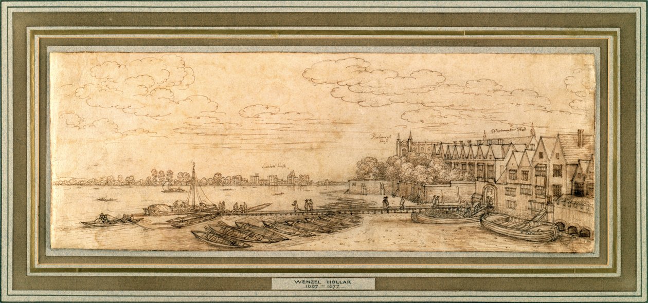 Die Themse unterhalb des Westminster Piers, ca. 1638 von Wenceslaus Hollar