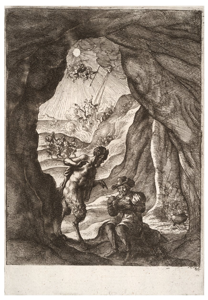Der Satyr und der Reisende (Zustand 2) von Wenceslaus Hollar