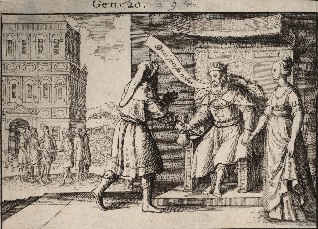 Abimelech tadelt Abraham. Zustand 1 von Wenceslaus Hollar