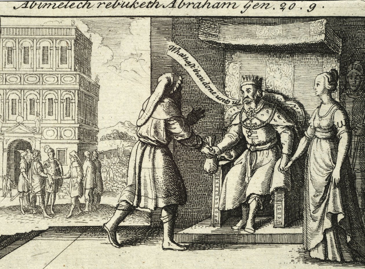 Abimelech tadelt Abraham. Zustand 2 von Wenceslaus Hollar