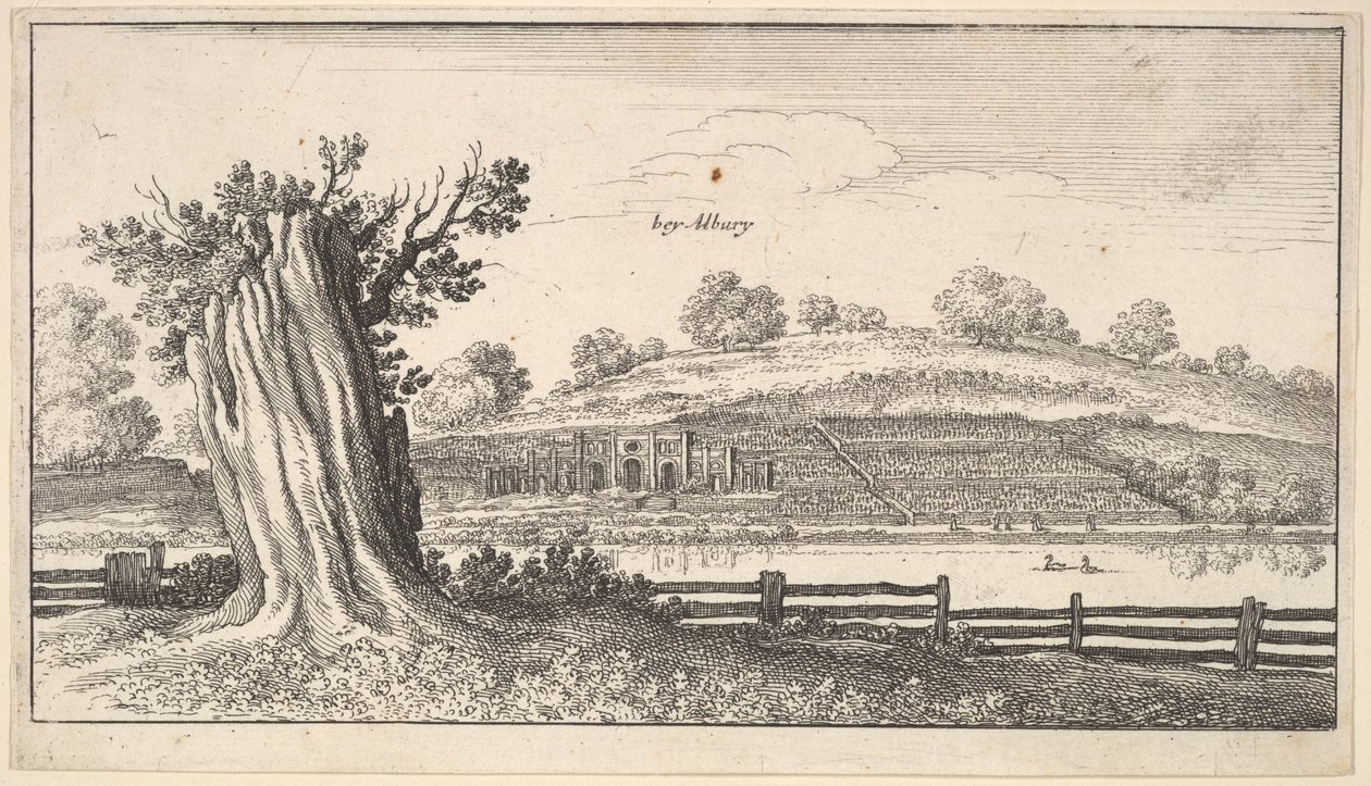 Albury mit Baumstumpf im Vordergrund von Wenceslaus Hollar