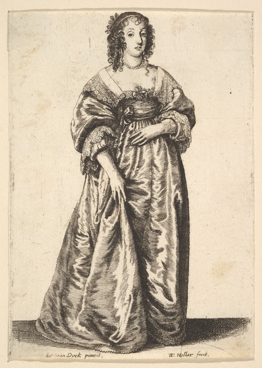 Figur einer stehenden Dame, 1625-77 von Wenceslaus Hollar