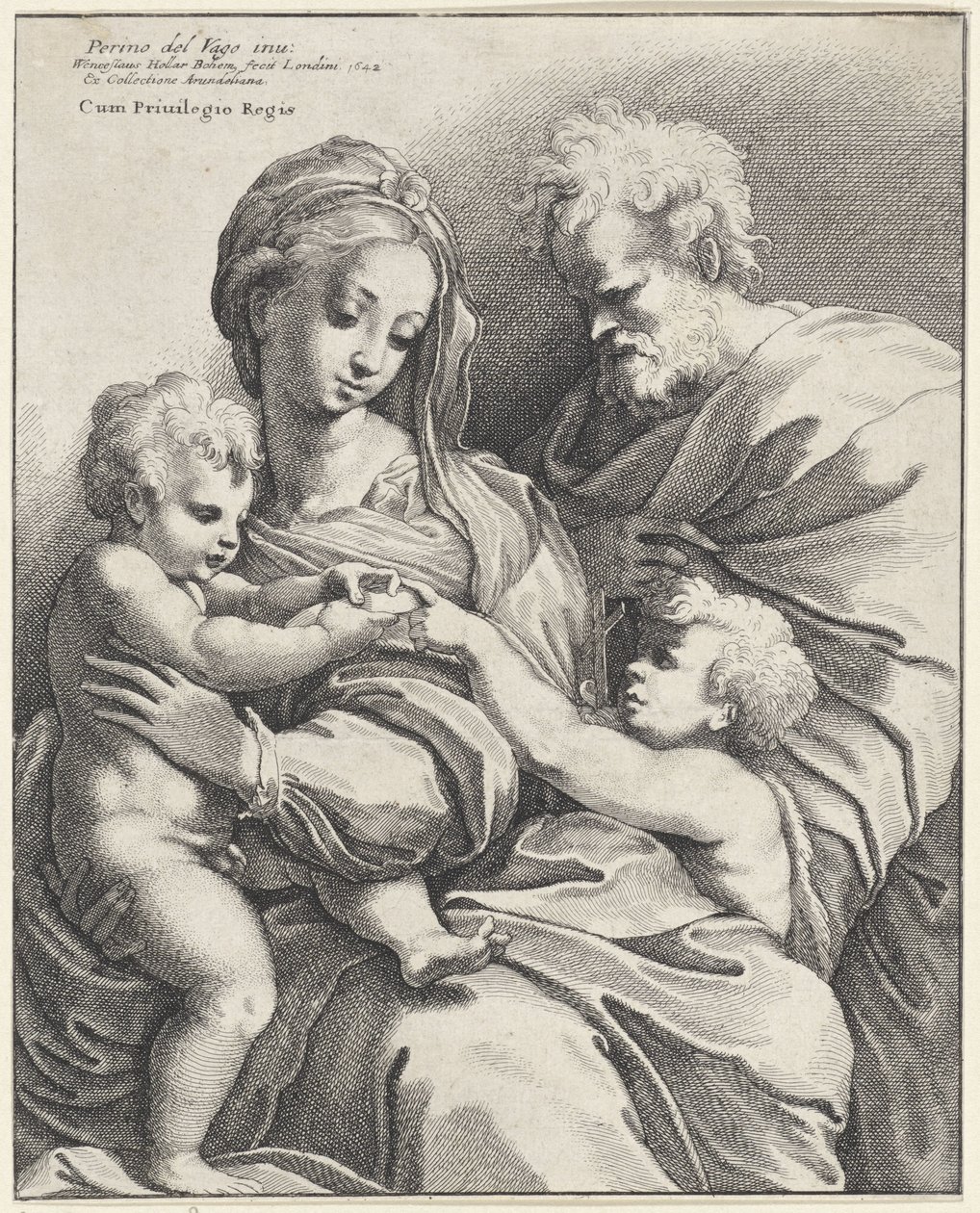 Heilige Familie mit Johannes dem Täufer von Wenceslaus Hollar