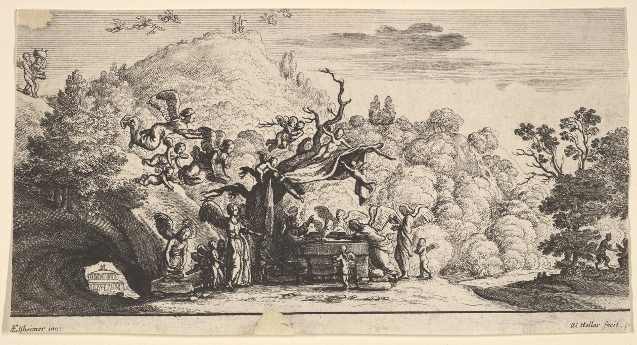 Jesus wird von Engeln bedient von Wenceslaus Hollar