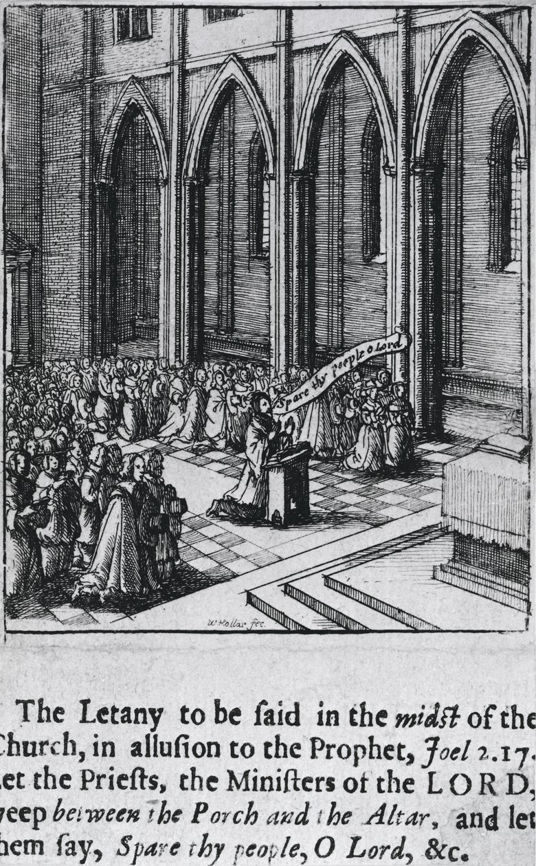 Litanei in einer Kirche, ca. 1655 von Wenceslaus Hollar