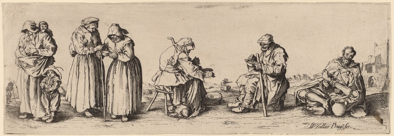 Sechs Männer und Frauen Bettler von Wenceslaus Hollar