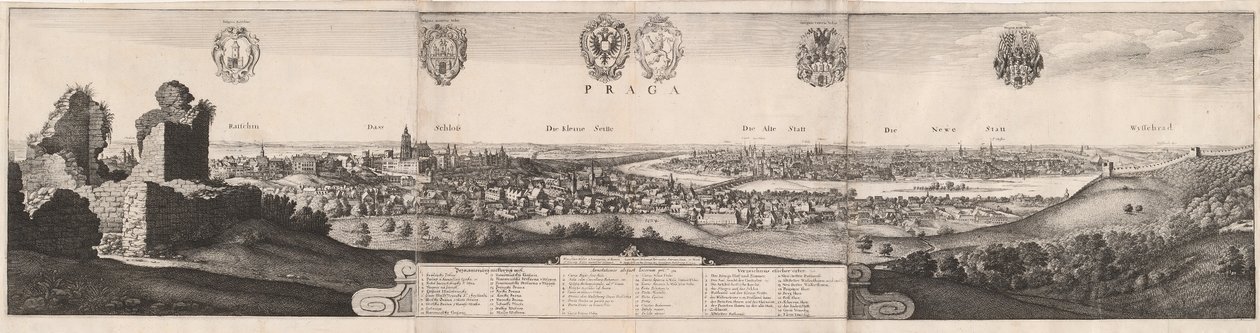 Die große Ansicht von Prag, 1649 von Wenceslaus Hollar