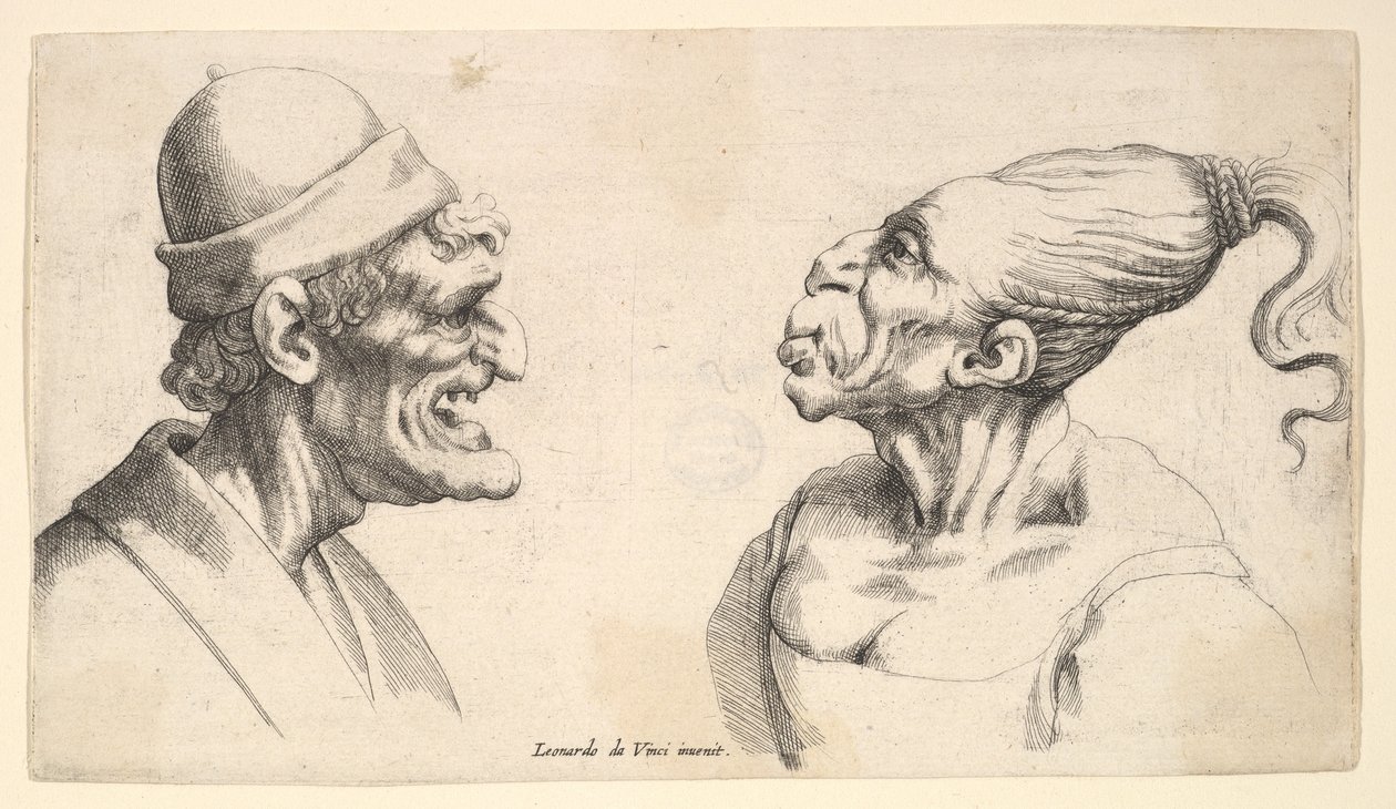 Zwei deformierte Köpfe, 1625-77 von Wenceslaus Hollar