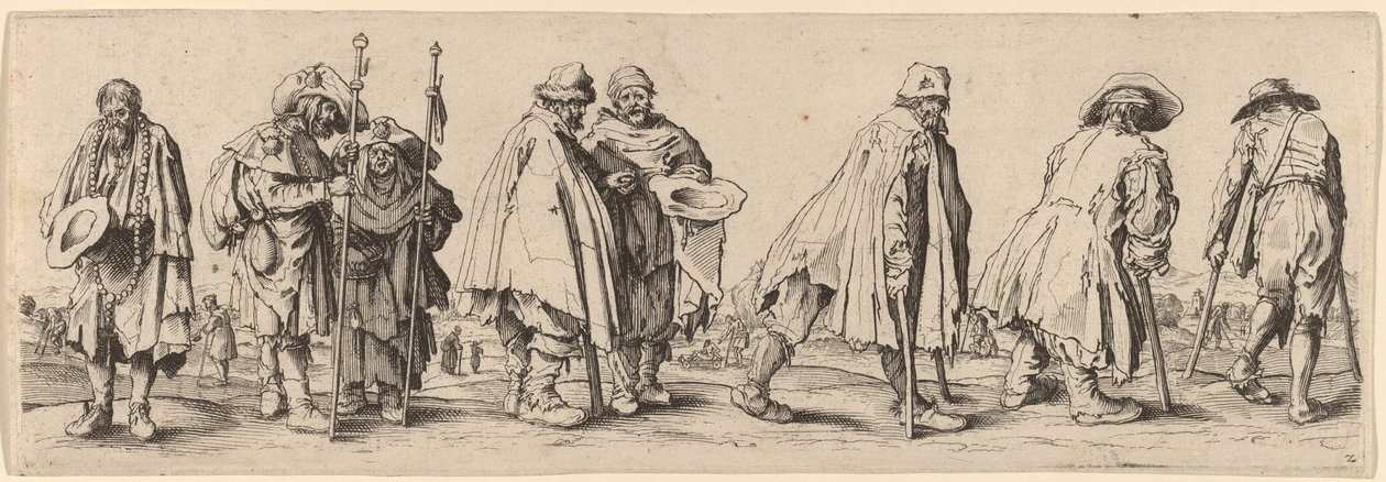 Acht Bettler von Wenceslaus Hollar after Jacques Callot