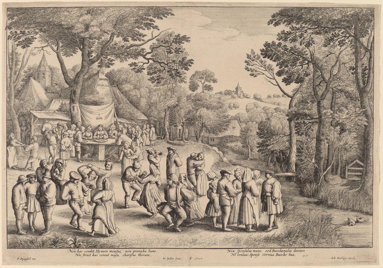 Rustikale Hochzeitsfeier von Wenceslaus Hollar after Jan Brueghel the Elder