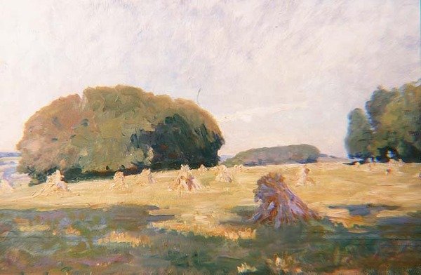 Heuhaufen auf einem Feld von Wilfred Gabriel de Glehn