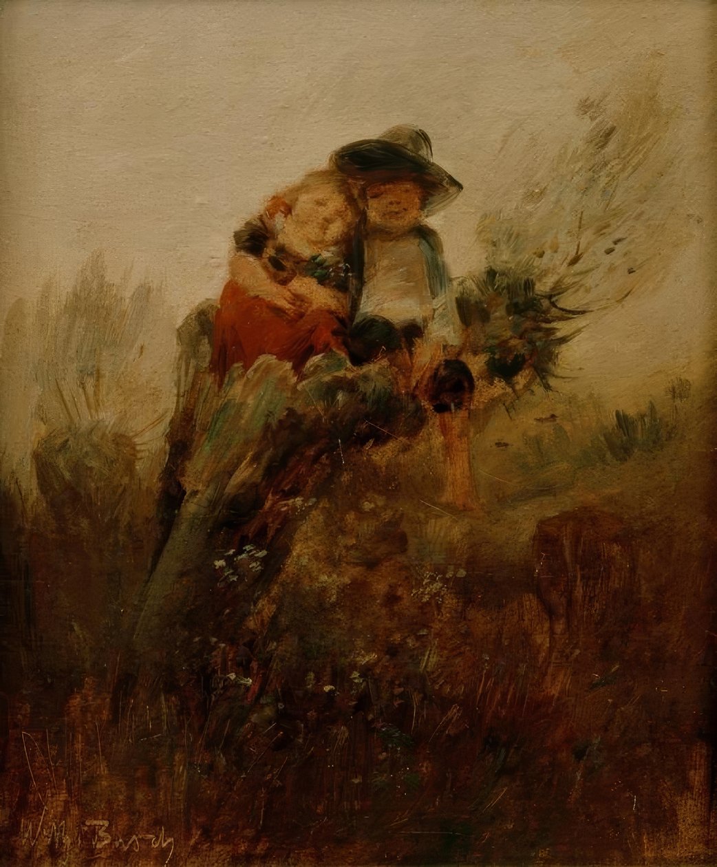 Kinder auf Weidenstumpf (Die Geschwister) von Wilhelm Busch
