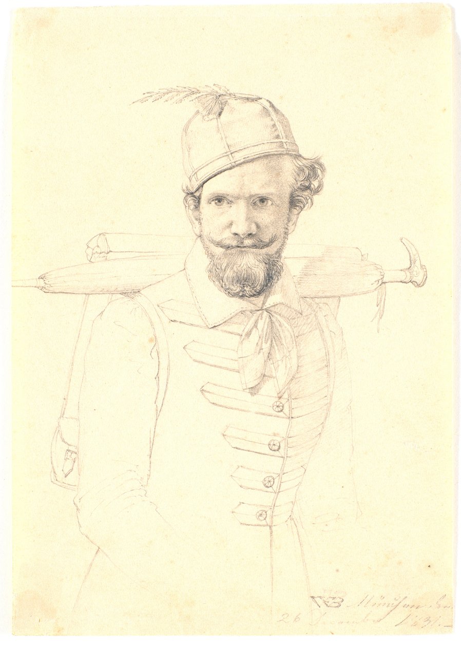 Selbstporträt mit Tornister von Wilhelm Bendz