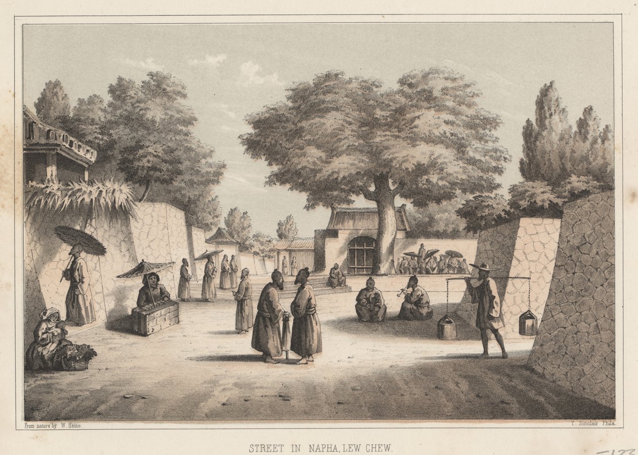 Straße in Napha, Lew Chew, 1855 von Wilhelm Joseph Heine