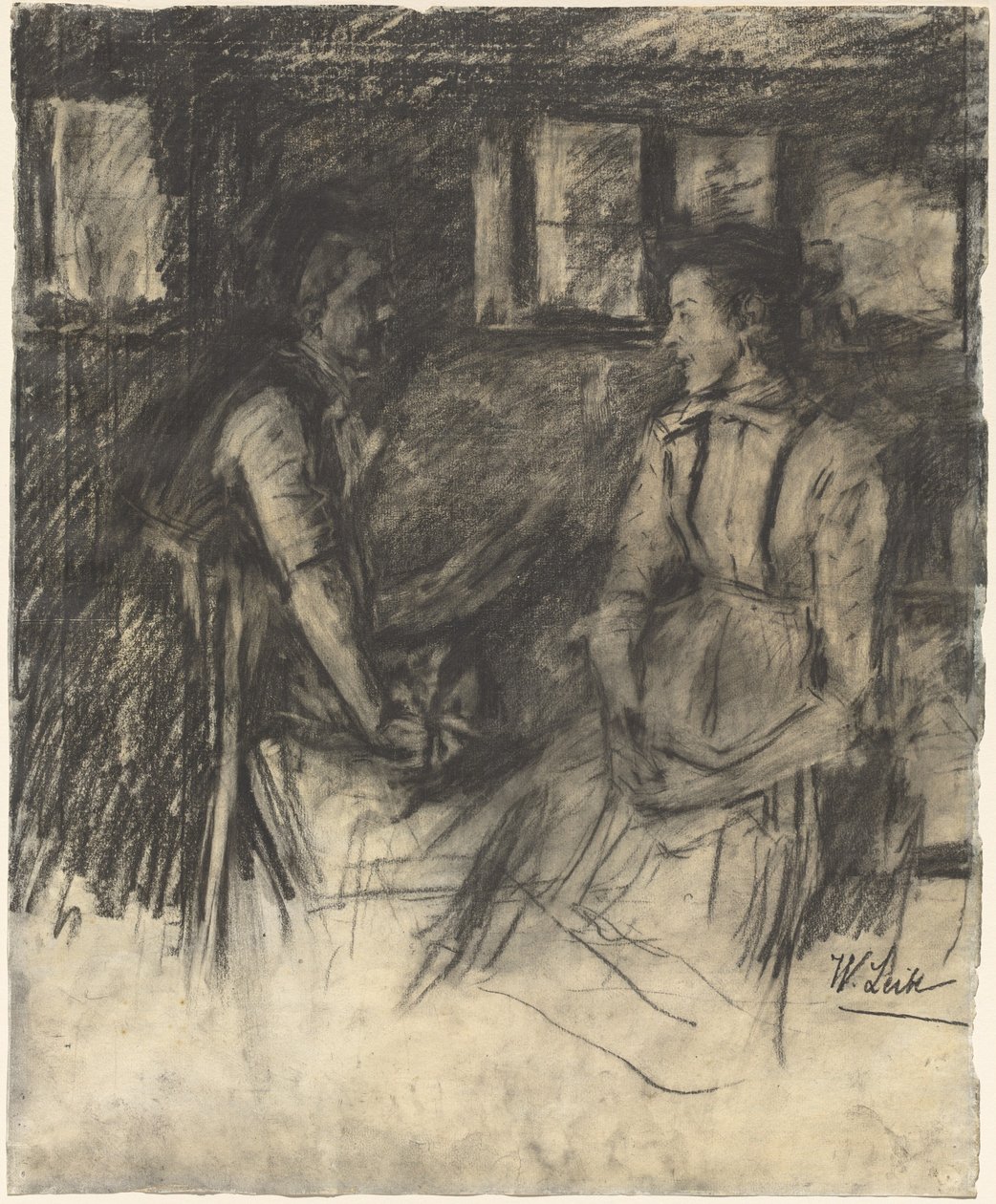 Zwei Frauen in der Küche von Wilhelm Maria Hubertus Leibl
