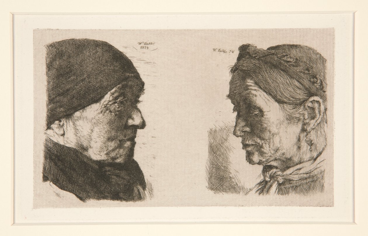 Ohne Titel [Studie von zwei Köpfen] von Wilhelm Maria Hubertus Leibl