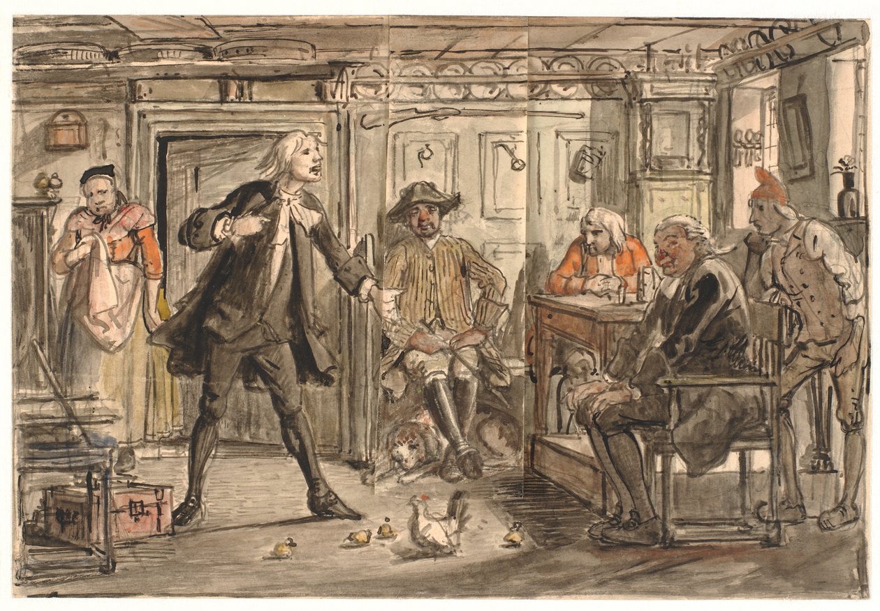 Erasmus Montanus diskutiert mit Per Degn von Wilhelm Marstrand