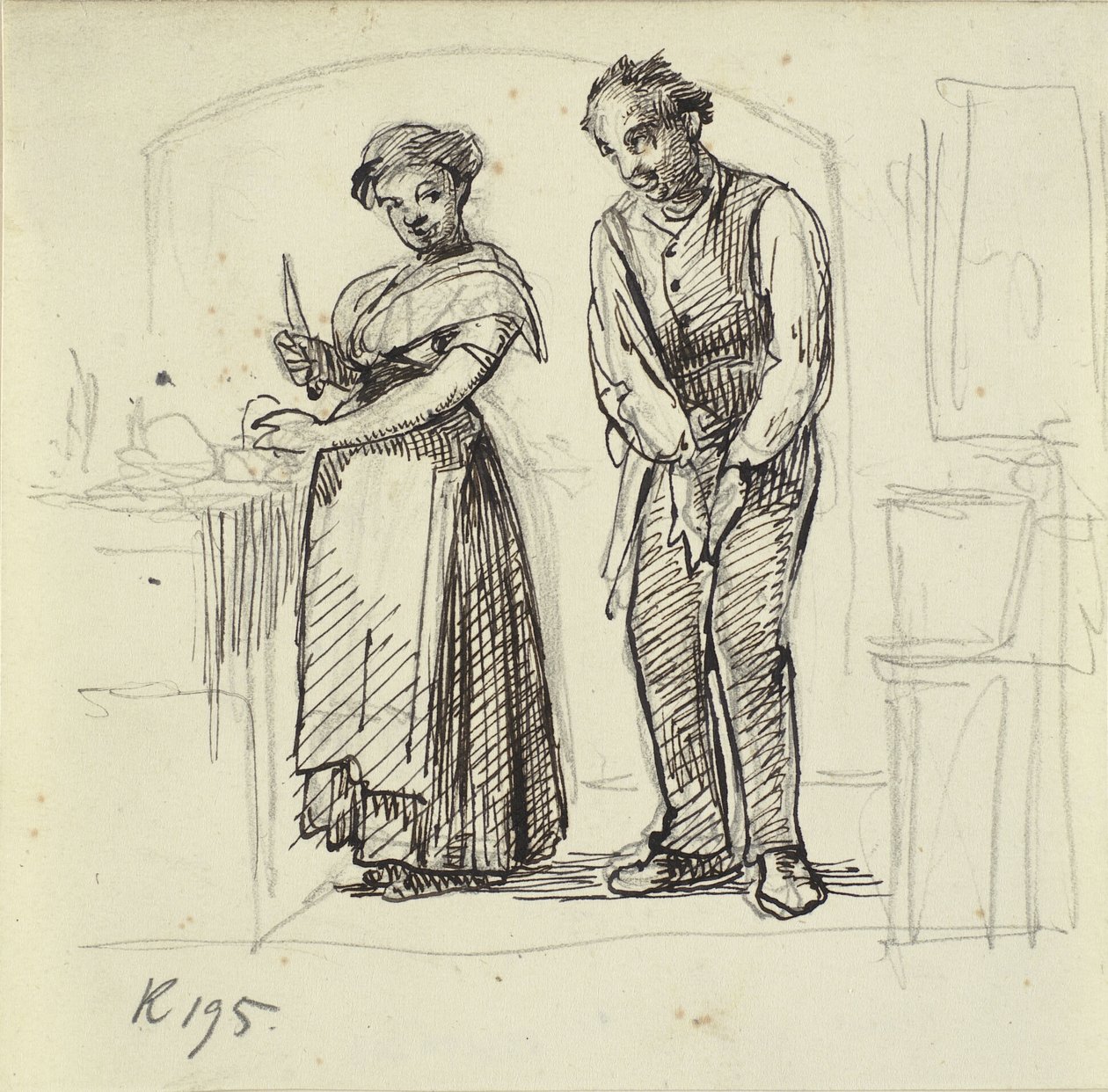 Flirten mit der Küchenmagd von Wilhelm Marstrand