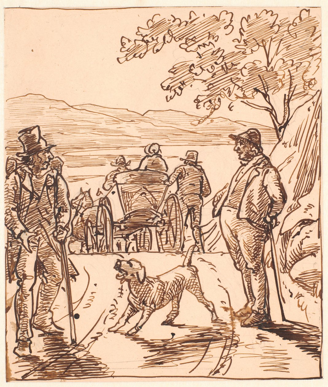 Landschaft mit Talbauer und Handwerksgeselle von Wilhelm Marstrand
