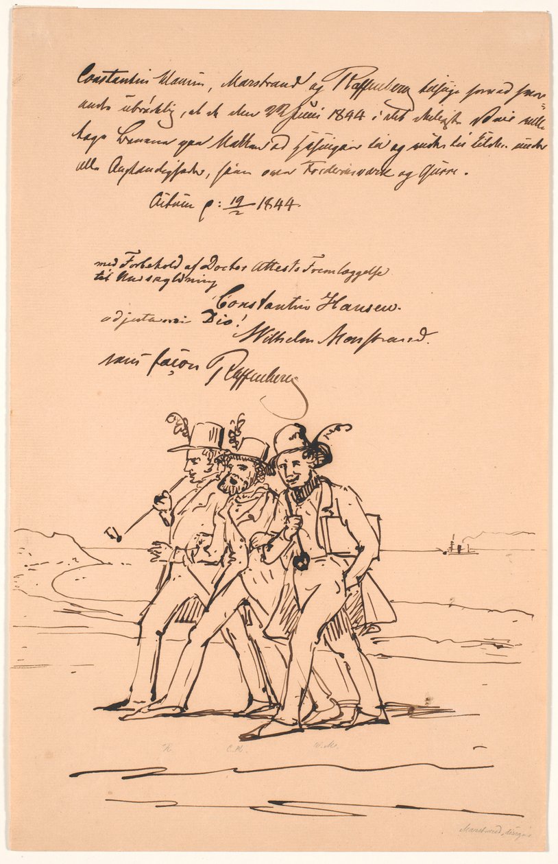 Marstrand, Constantin Hansen und Raffenberg auf Wanderschaft von Wilhelm Marstrand