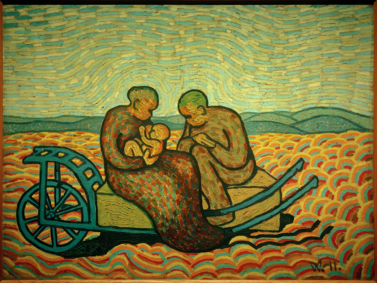 Familie auf der Karre von Wilhelm Morgner