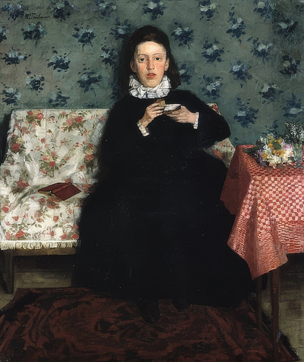 Auf dem Kanapee von Wilhelm Trübner