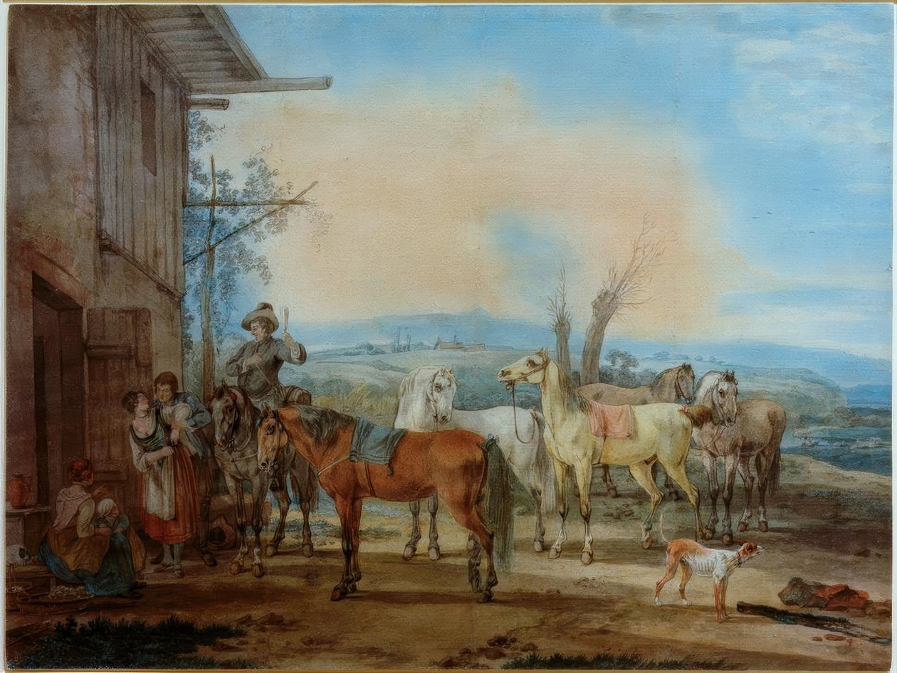 Reiter vor einer Schenke von Wilhelm von Kobell