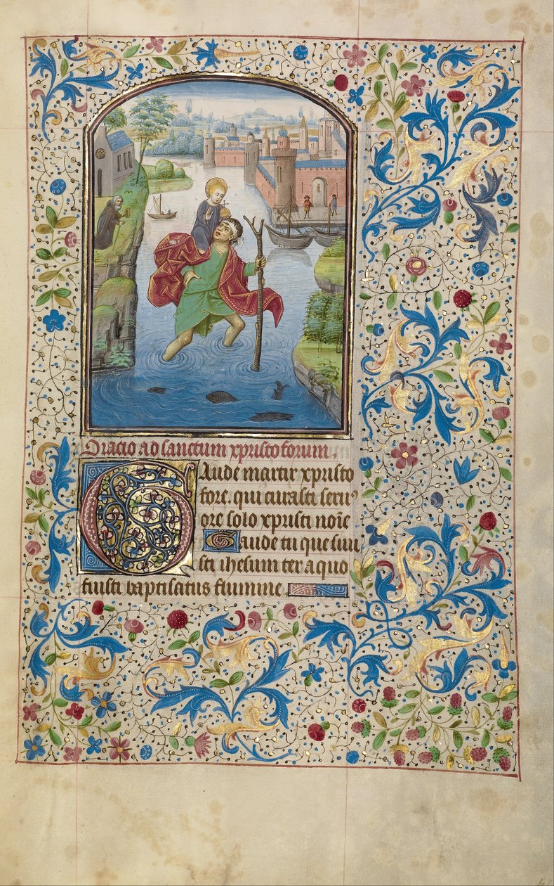 Heiliger Christophorus trägt das Christuskind von Willem Vrelant