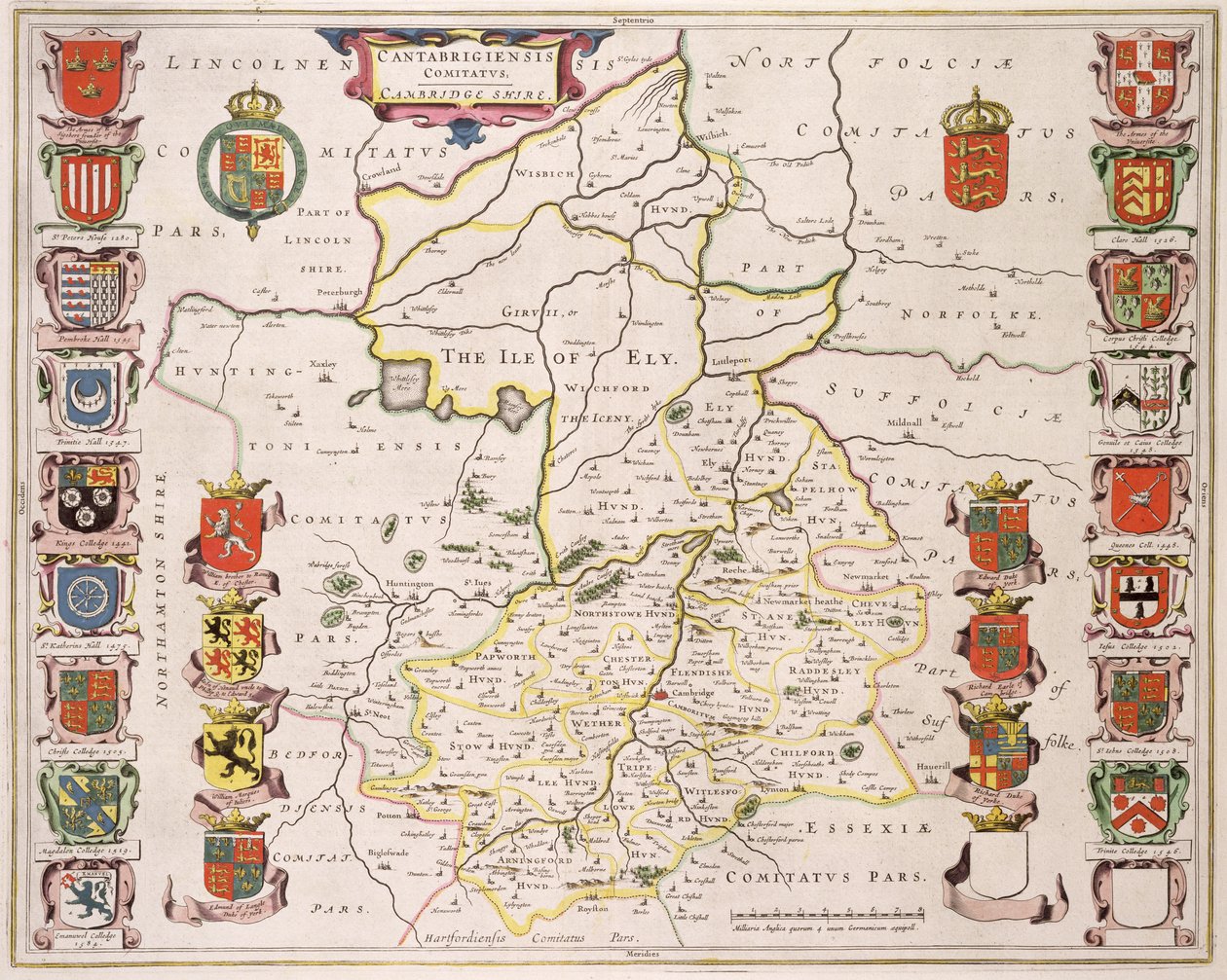Karte von Cambridgeshire, veröffentlicht in Amsterdam um 1647-48 von Joan Blaeu