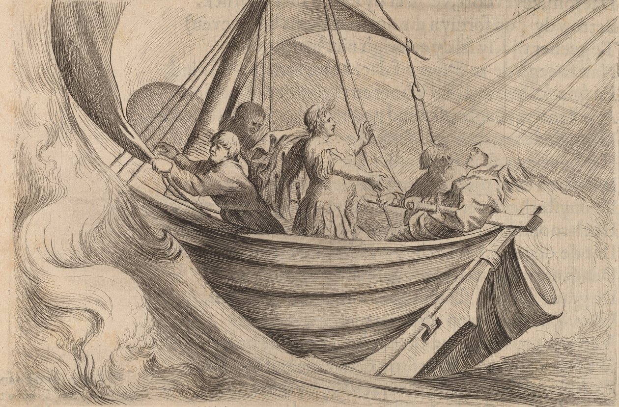 Cäsar überquert stürmische Meere von Willem Basse