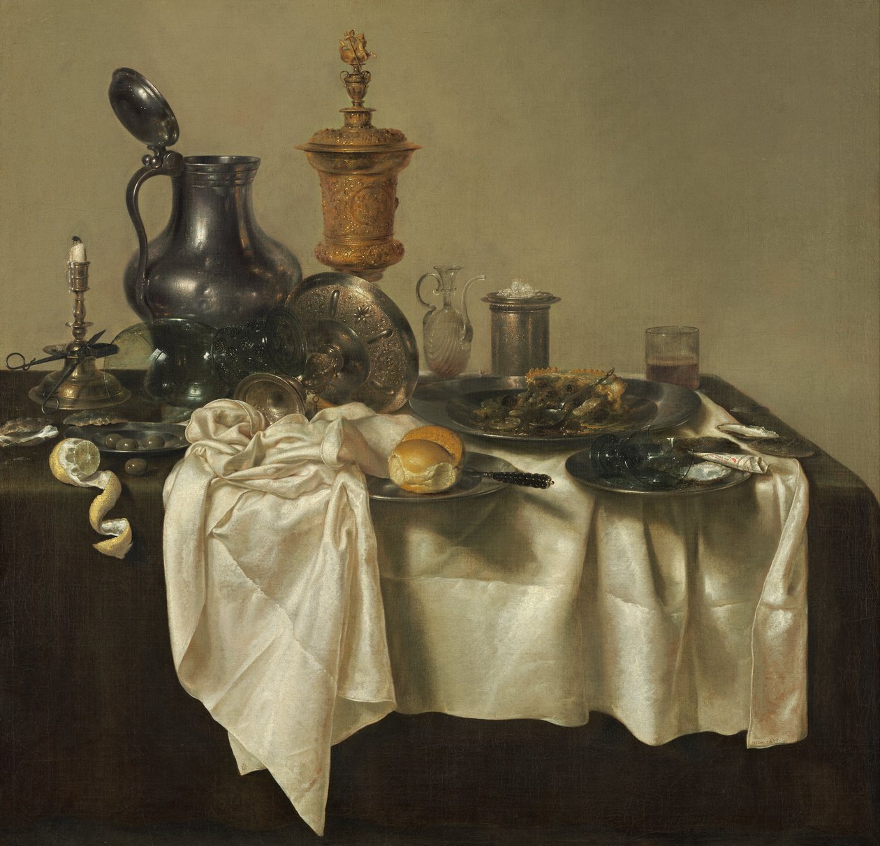 Bankettstück mit Hackfleischpastete von Willem Claesz. Heda