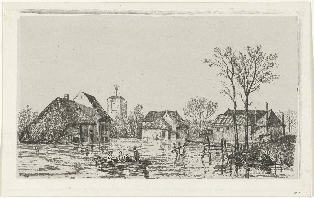 Überschwemmung bei Beesd, 1855 von Willem Gruyter jr.