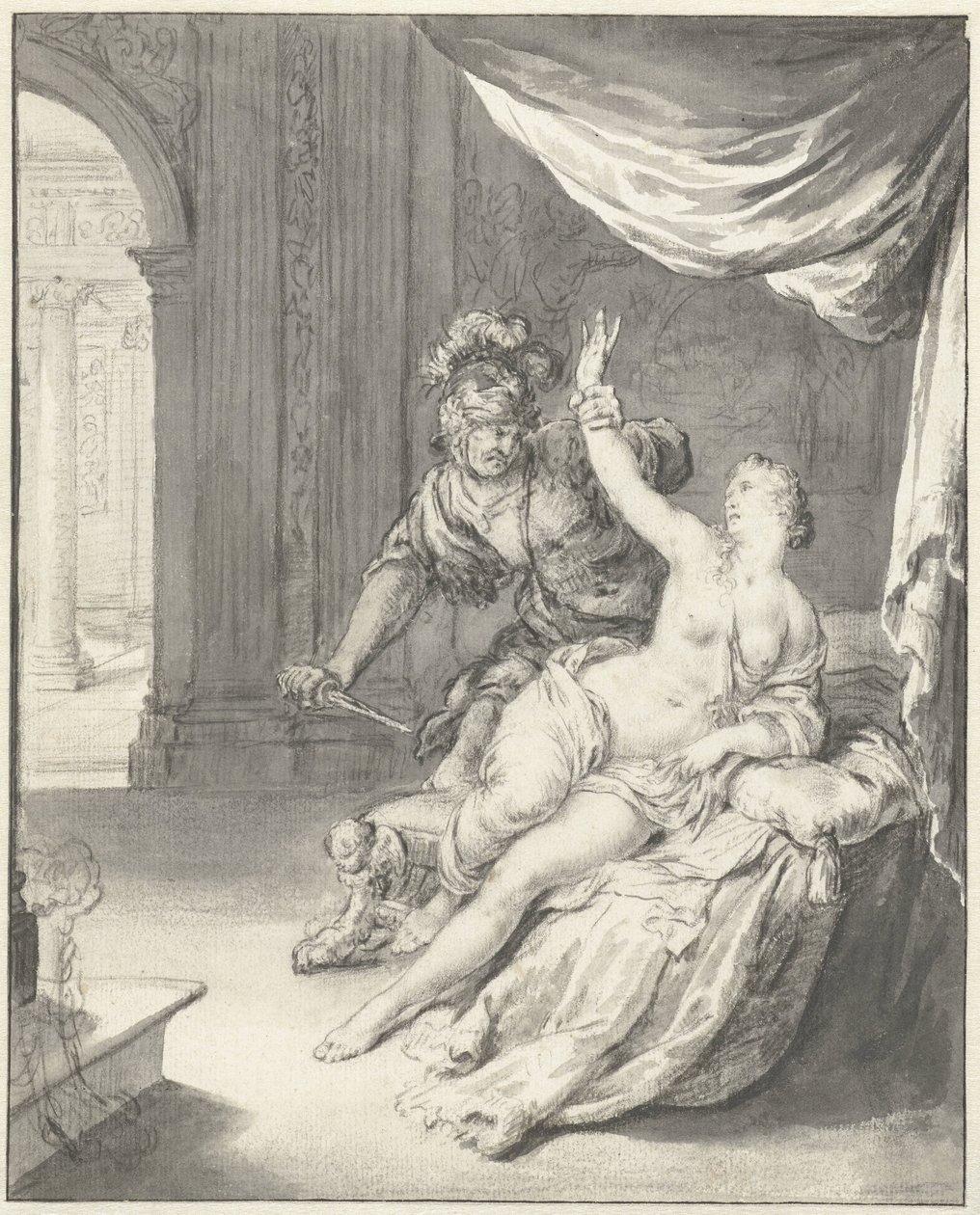 Tarquinius bedroht Lucretia von Willem Van Mieris