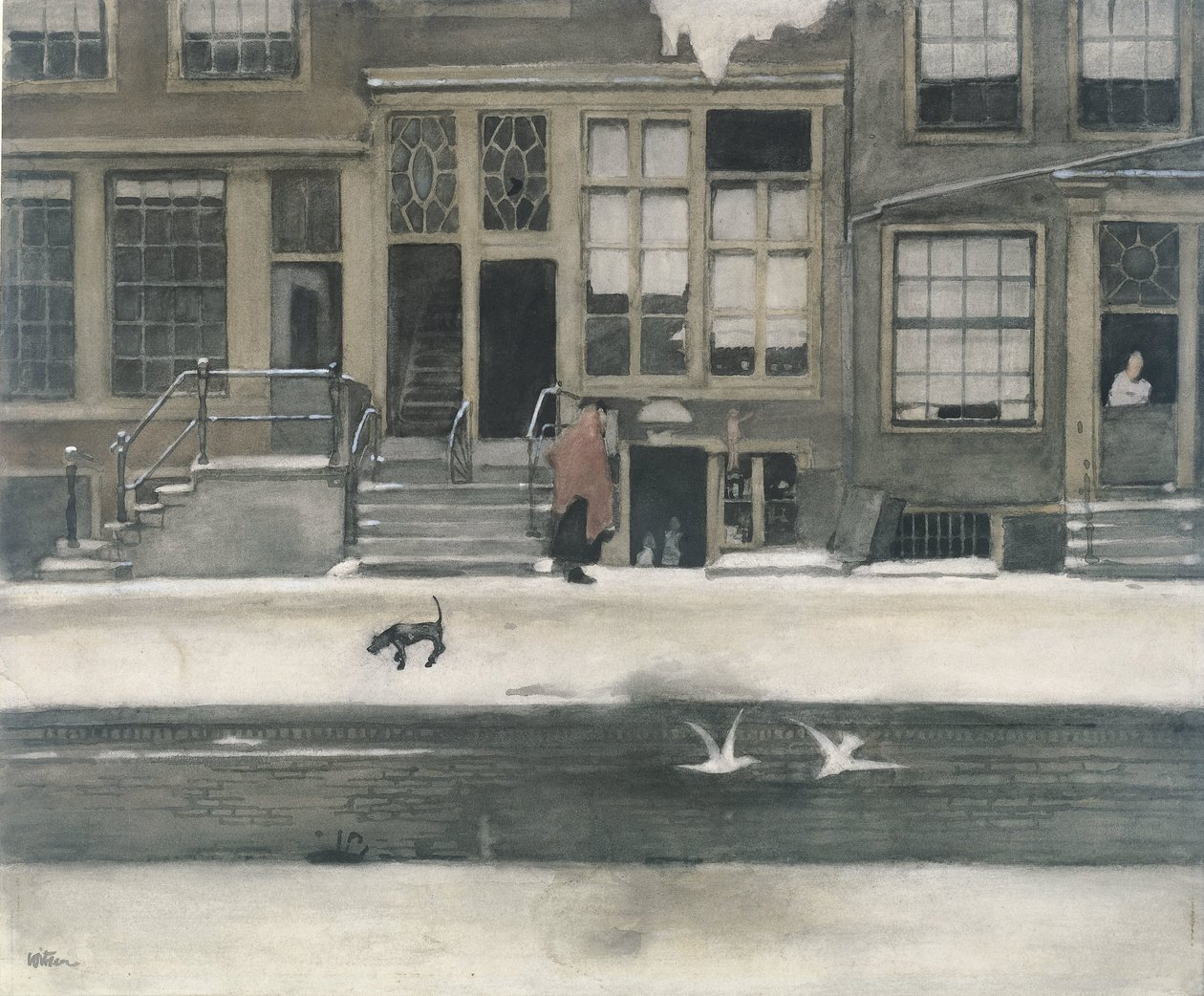 De Kromboomsloot in Amsterdam von Willem Witsen (signed by artist)