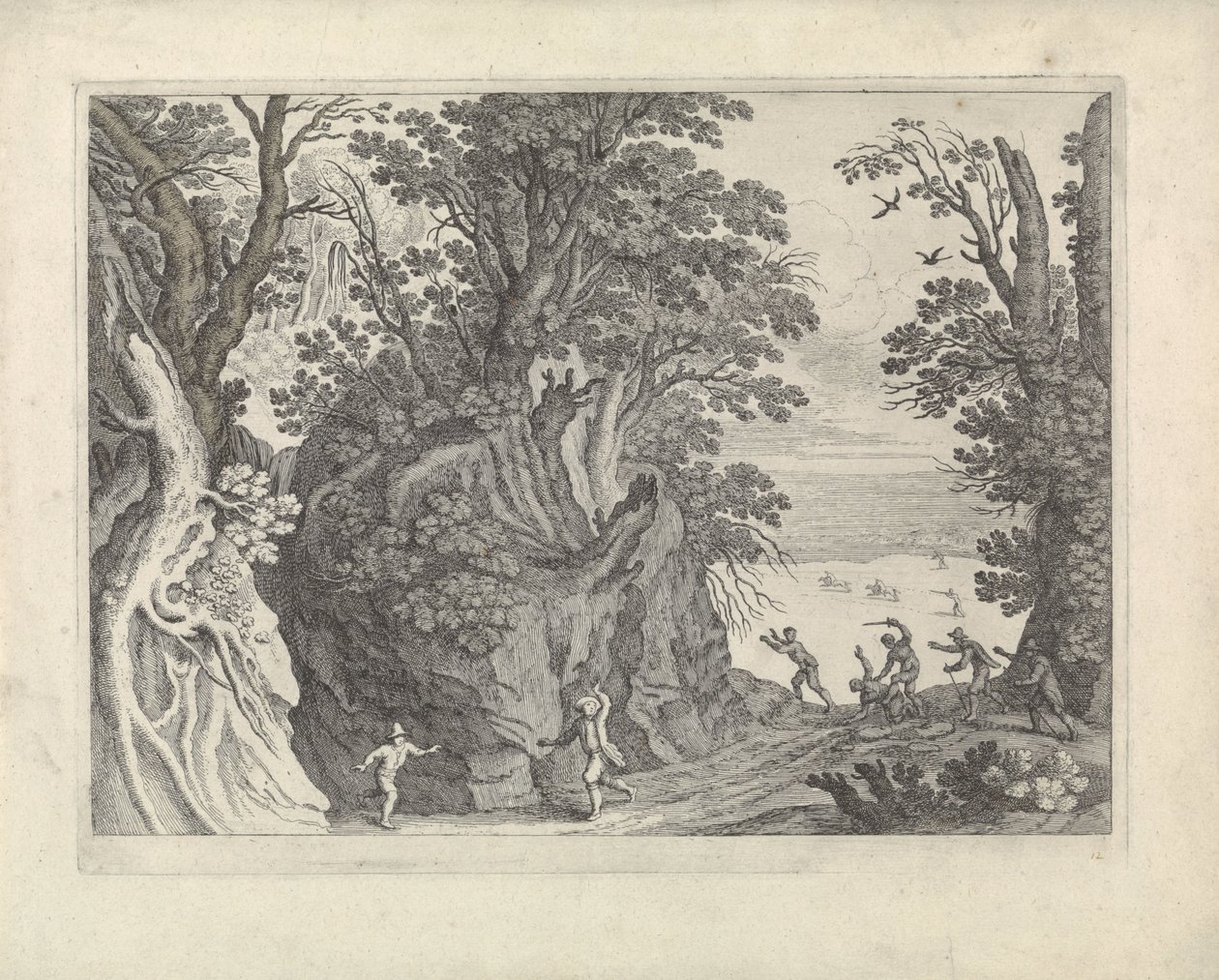 Landschaft mit bewaffnetem Überfall von Willem van Nieulandt (II)