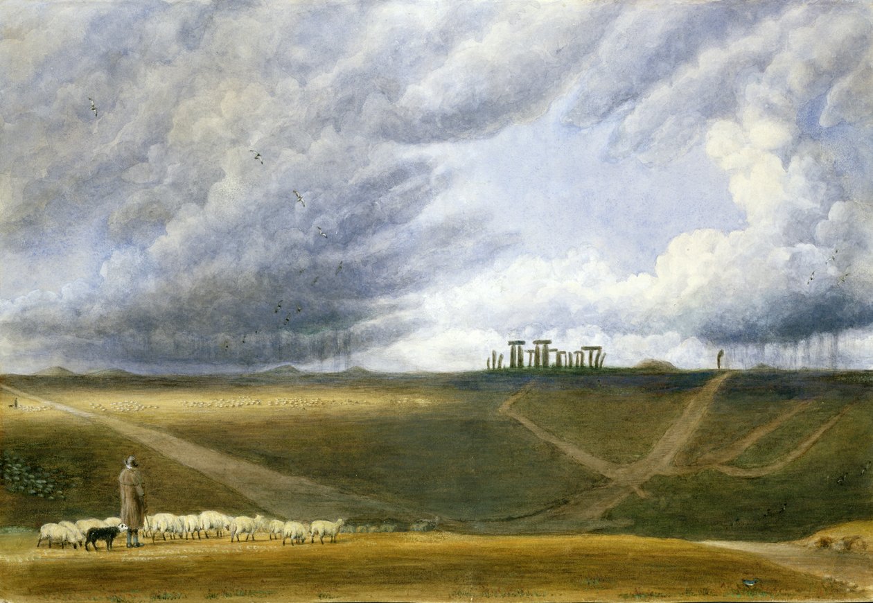 Schafe weiden bei Stonehenge von Joseph Mallord William Turner
